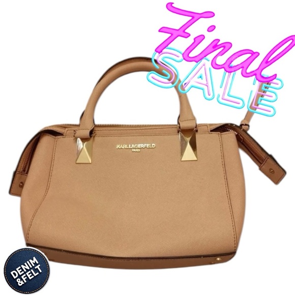 Karl Lagerfeld Women’s Tan/Brown Genuine Leather Handbag/Tote/Purse 🤎🤎 - Picture 1 of 9